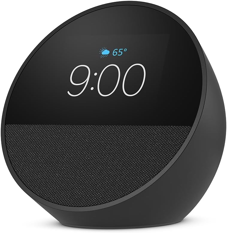 Great for nightstands, offices and kitchens, Smart alarm clock with Alexa, Black