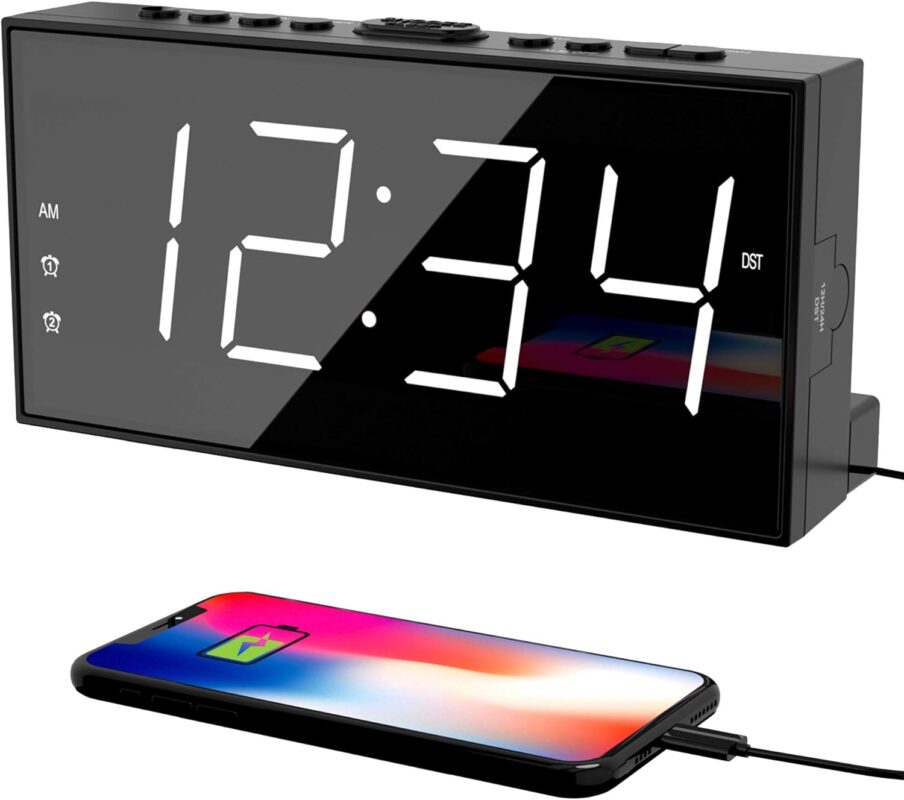 Two-alarm bedroom alarm clock Large LED Plug-in Digital Clock