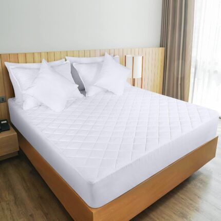 The Utopia Bedding Quilted Fitted Mattress Pad in Queen Size is an elastic fitted mattress topper protector and cover that stretches up to 16 inches deep