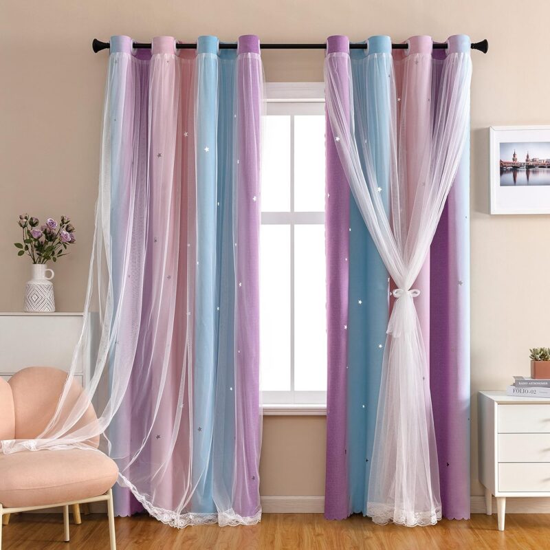 XiDi Dream Star Blackout Curtains: Transform Your Daughter's Bedroom into a Princess Paradise